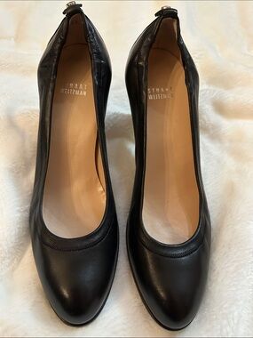 STUART WEITZMAN Leather Classic Ballet Pumps Block Heel Sz9.5 Made in Spain NWOT